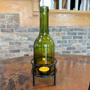 Green Glass Domed Candle Holder (1)